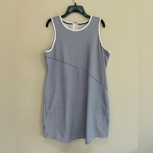 Tommy Bahama Island Zone Aubrey Cassia Navy Blue and White Striped Dress, L - Picture 2 of 9